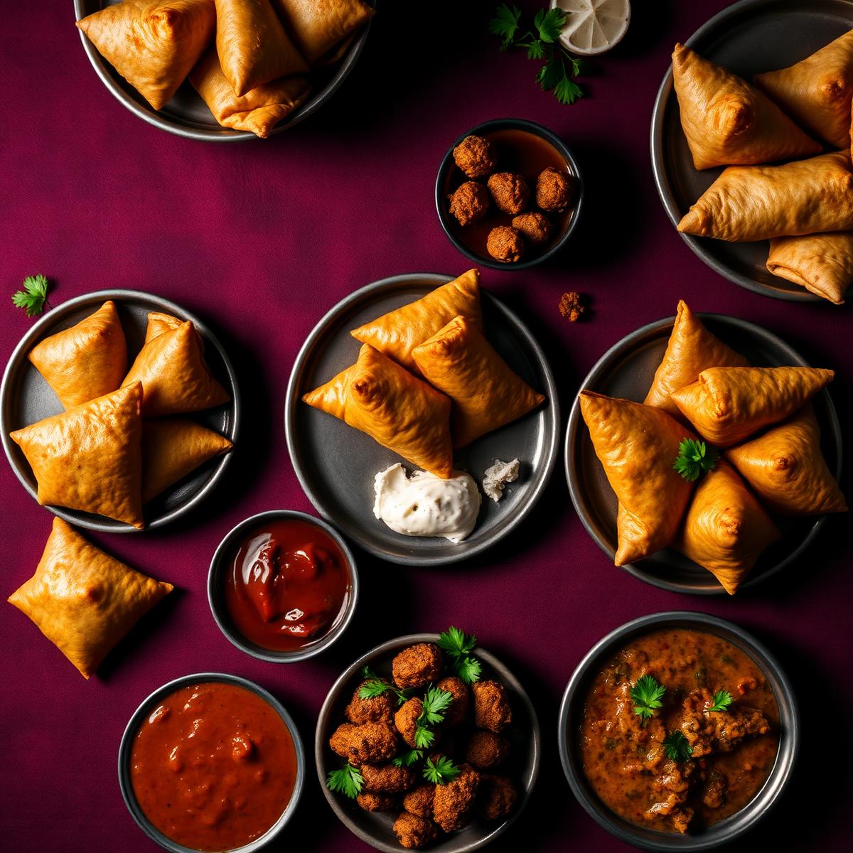 Homemade Indian snacks spread